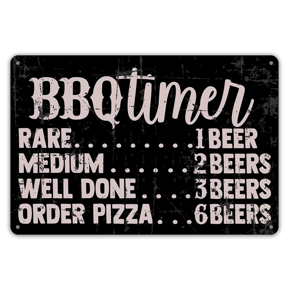 QIONGQI Metal Sign BBQ Timer Beer Funny Retro Wall Decor 8x12 New